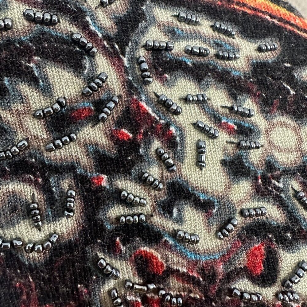 Perri New York Knit Sweater Beaded Abstract Ornate Knit - Picture 12 of 16
